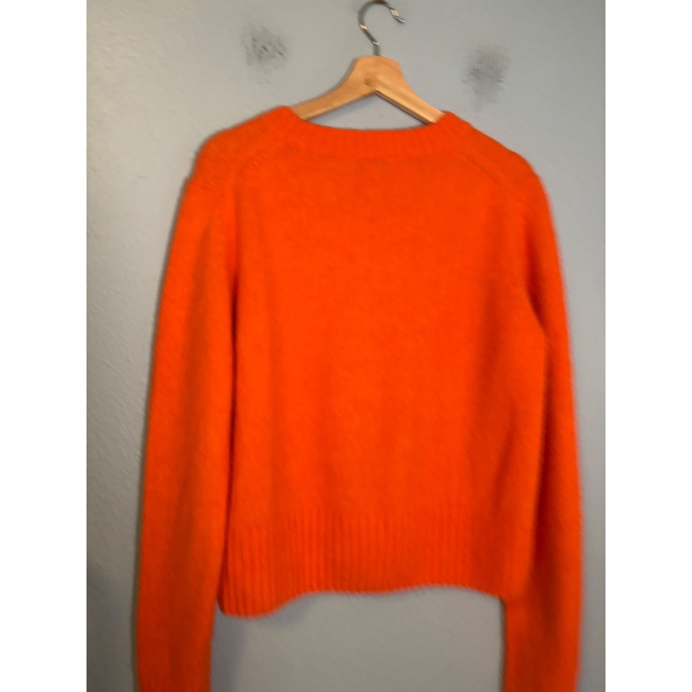 COS Womens Neon Orange Alpaca Wool Blend Crew Neck Fuzzy Knit Sweater Size Large - Picture 6 of 9